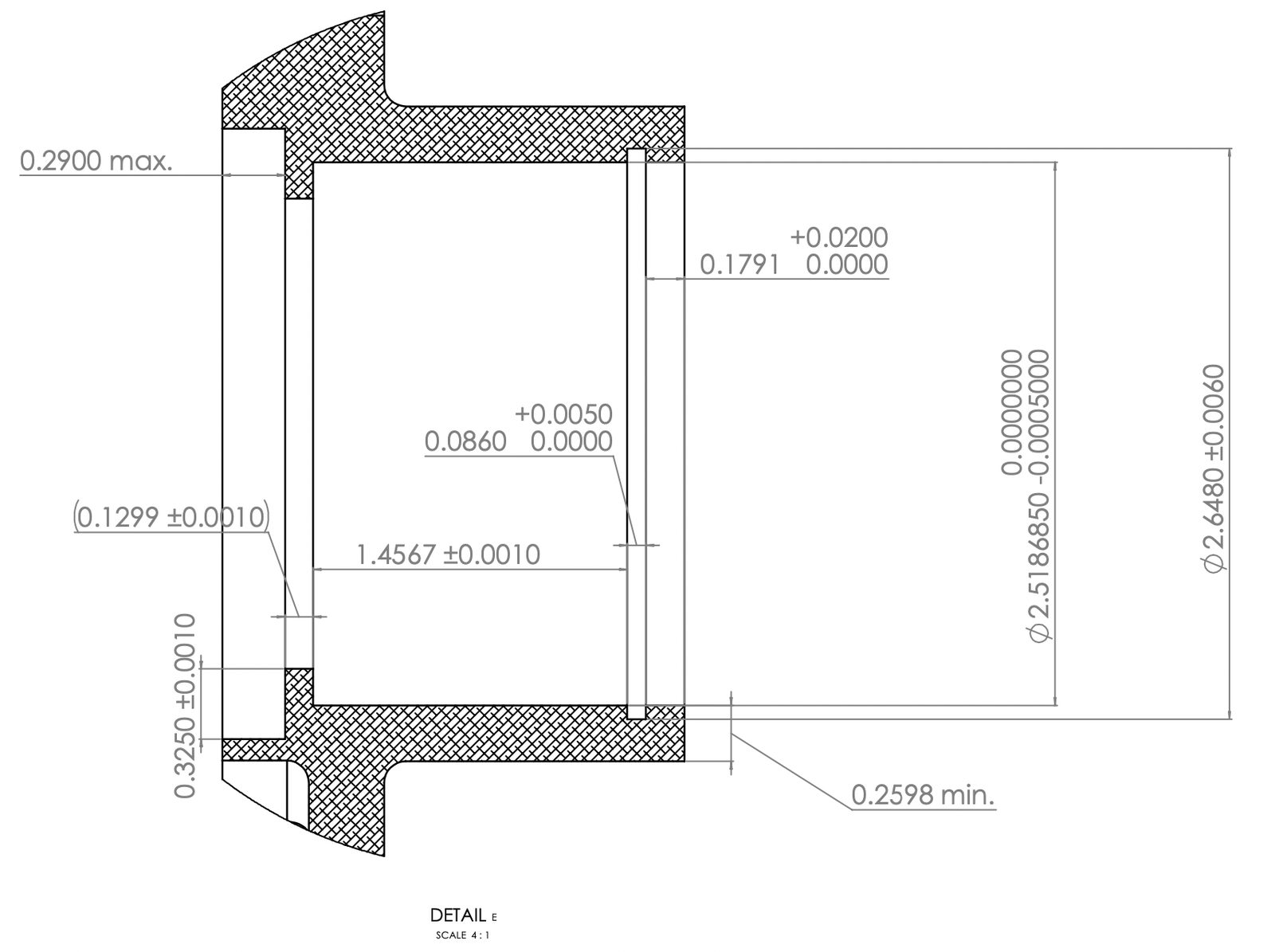 GD&T detail drawing of the knuckle bearing bore with tight tolerances