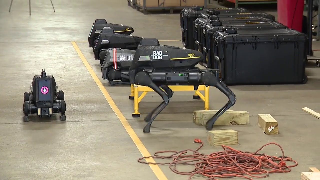 Multiple RADDOG units staged in the warehouse with shipping cases