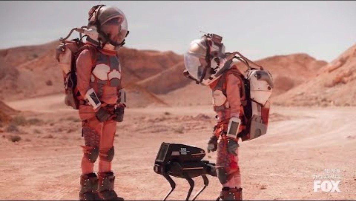 RADDOG on the Stars on Mars set with astronaut-suited cast members