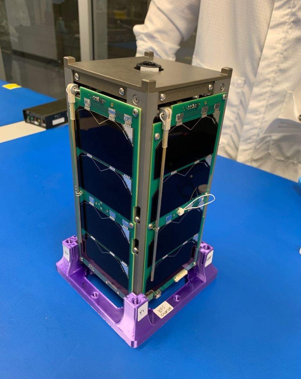 UKPIK-1 CubeSat flight unit with solar panels installed
